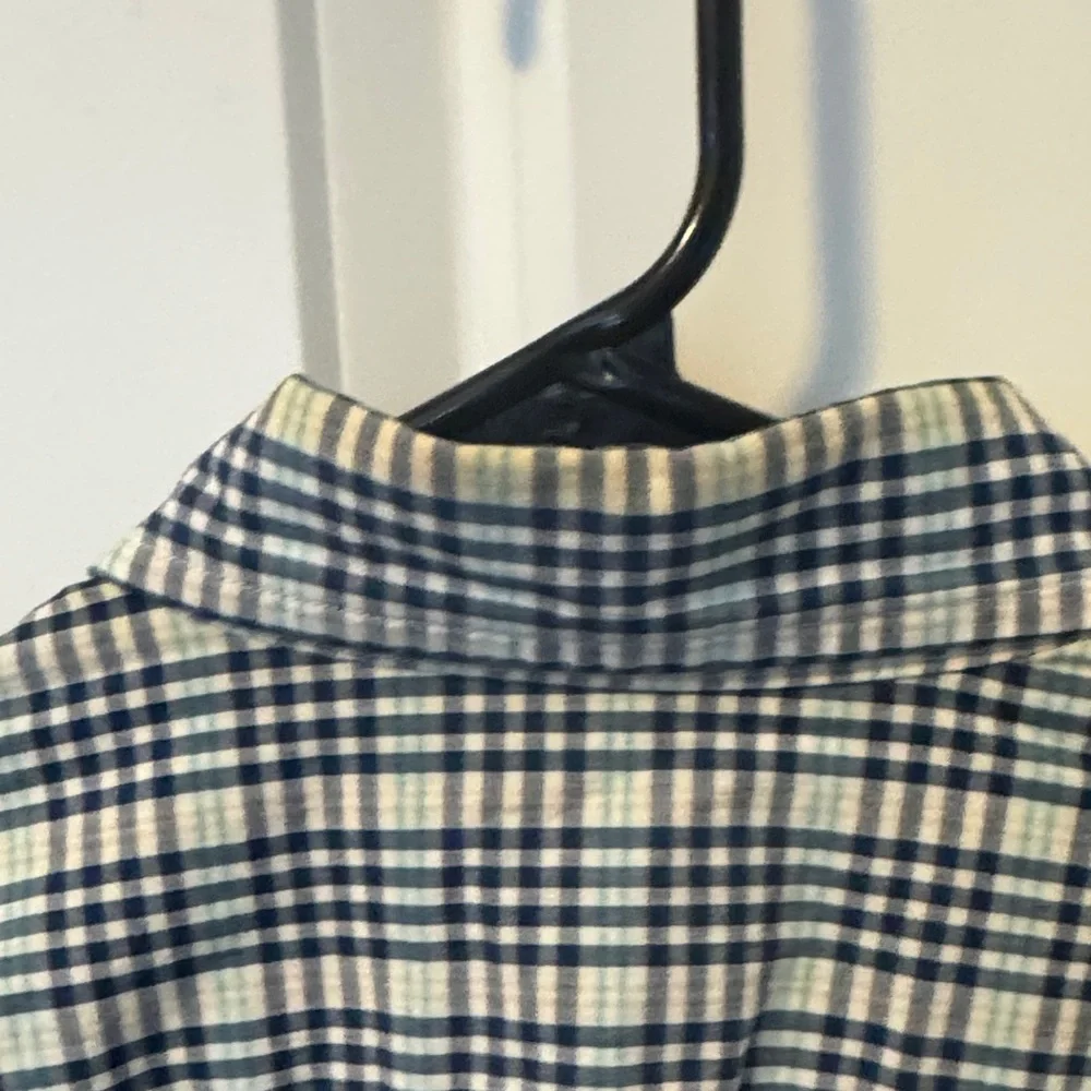J. Crew Tailored Cut Blue and White Plaid Button-Down Shirt